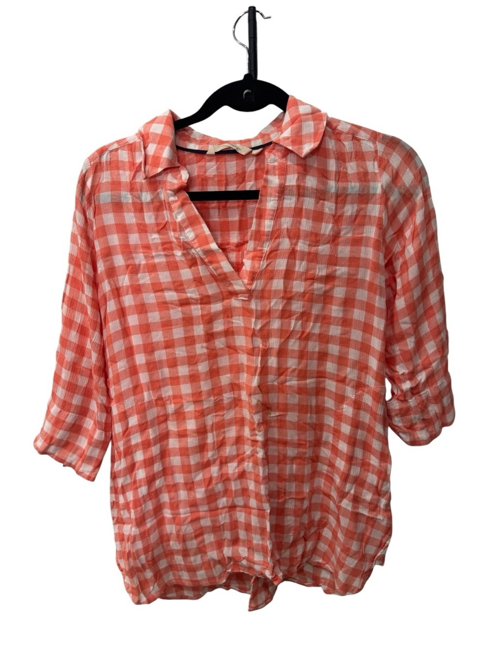 Soft Surroundings "Al Fresco" Gingham Plaid Top women’s size M